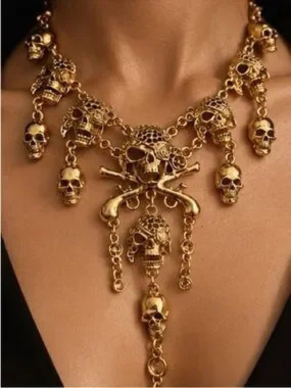 Gold Skull Statement Necklace